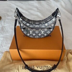 Louis Vuitton Jacquard Denim Loop Black with SHW Bag with Reflective Monogram